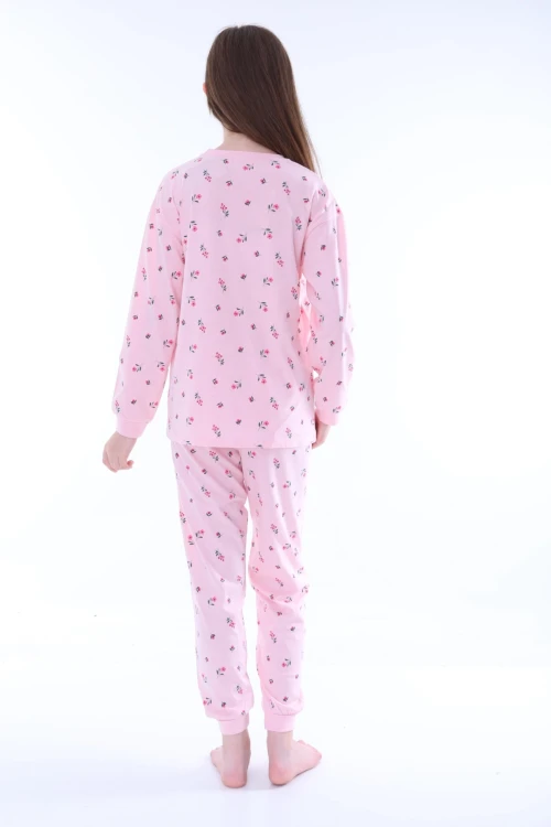 Pembe Çiçek Desenli Pijama Takımı 35205