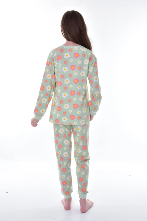 Renkli Çiçek Desenli Pijama Takımı 21243