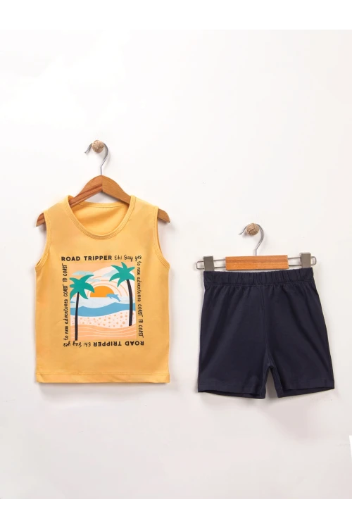 Road Tripper Baskılı Sıfır Kol Şortlu Takım 15291