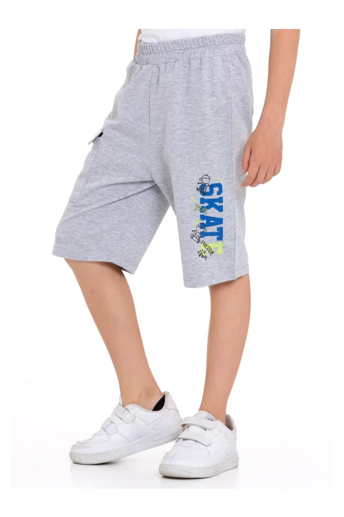 Skate Baskılı Kargo Cepli Erkek Çocuk Şort 73653