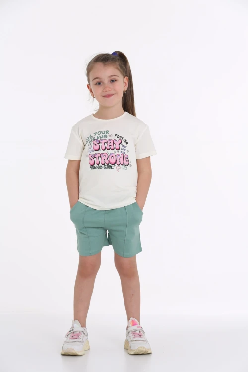 Stay Strong Baskılı Şortlu Takım 73204