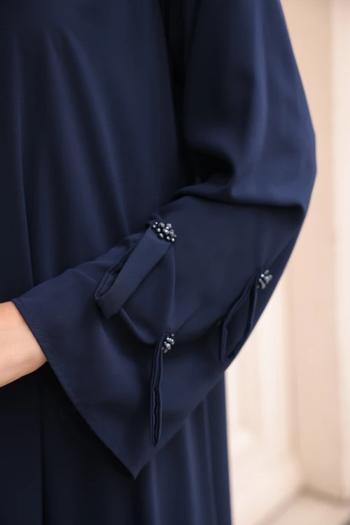 Taş Detaylı Fermuarlı Ferace 8059-12