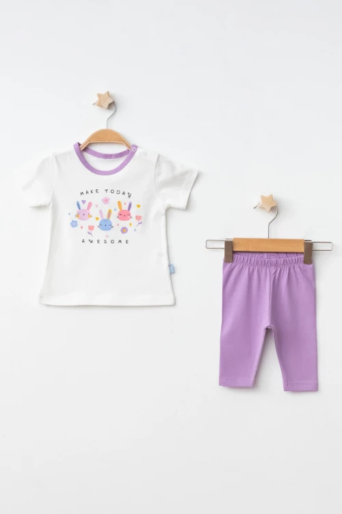 Tavşan Baskılı Taytlı Bebek Takım 2002