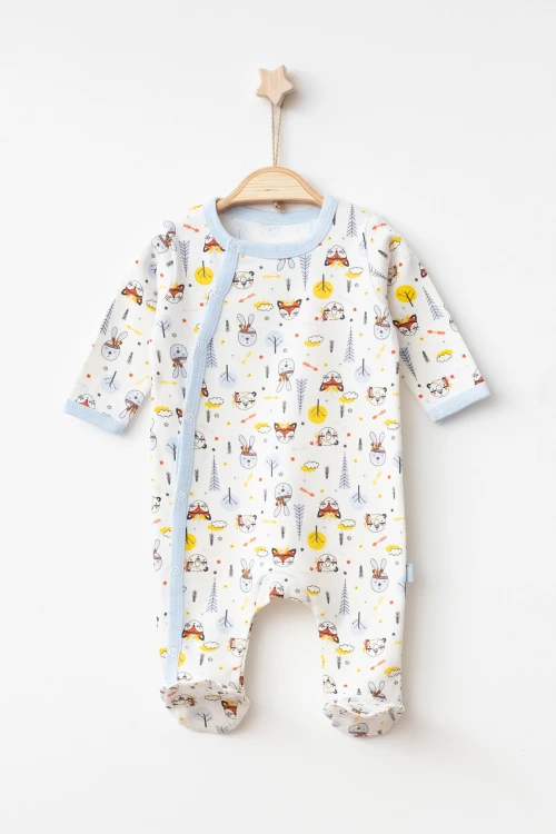 Tavşan Desenli Erkek Bebek Verev Tulum 1004