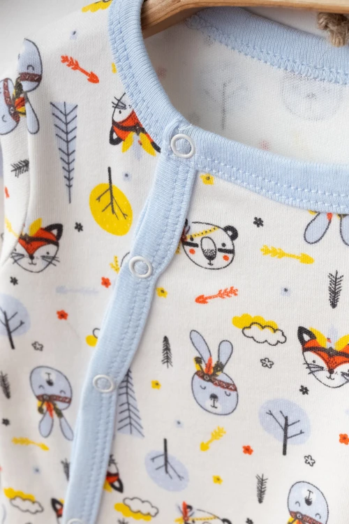 Tavşan Desenli Erkek Bebek Verev Tulum 1004