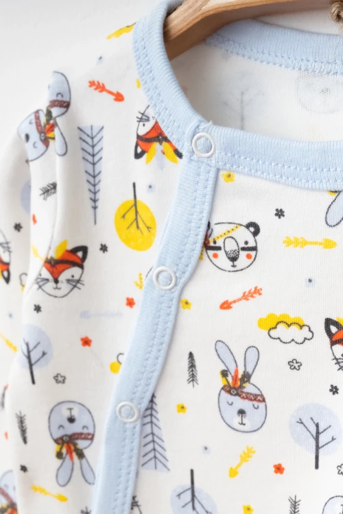 Tavşan Desenli Erkek Bebek Verev Tulum 1004