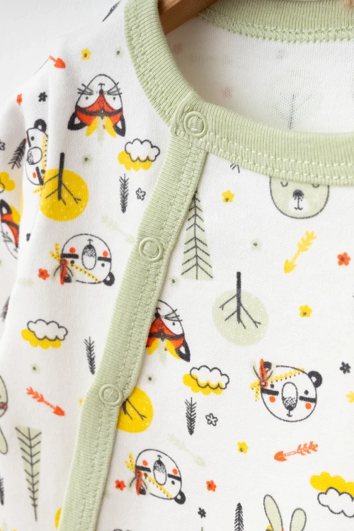 Tavşan Desenli Erkek Bebek Verev Tulum 1004