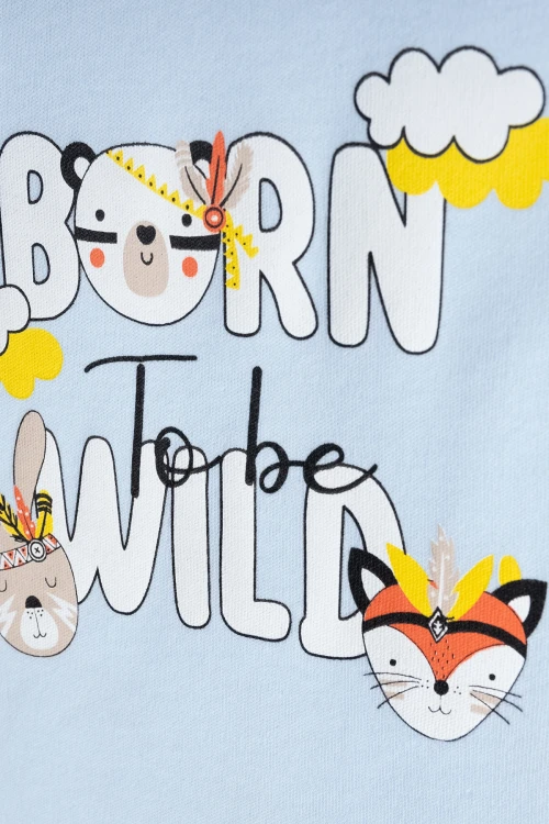 Tilki Tavşan Desenli Kısa Kol Pijama Takımı 54214