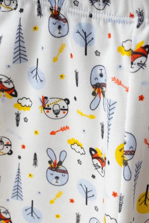 Tilki Tavşan Desenli Kısa Kol Pijama Takımı 54214