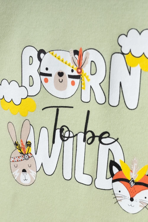 Tilki Tavşan Desenli Kısa Kol Pijama Takımı 54214