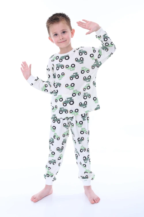 Traktör Desenli Erkek Çocuk Pijama Takımı 32217