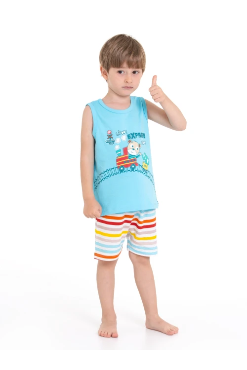 Tren Baskılı Şortlu Pijama Takım 54220