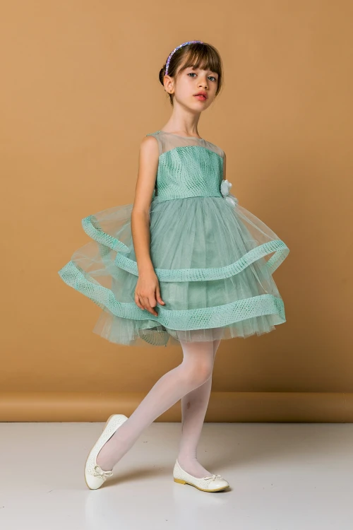 Tüllü Beli Fiyonklu Abiye 2206