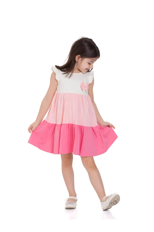 Üç Renkli Fırfırlı Elbise 73501