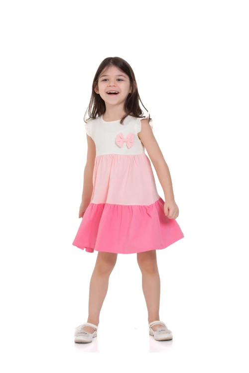 Üç Renkli Fırfırlı Elbise 73501