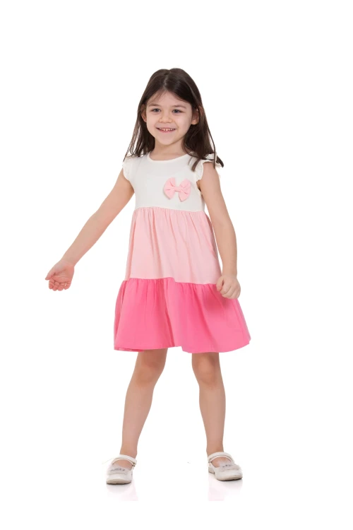 Üç Renkli Fırfırlı Elbise 73501