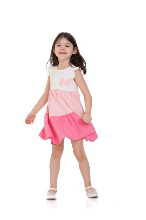 Üç Renkli Fırfırlı Elbise 73501