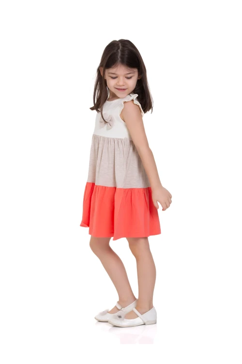 Üç Renkli Fırfırlı Elbise 73501