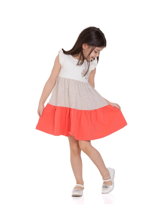 Üç Renkli Fırfırlı Elbise 73501