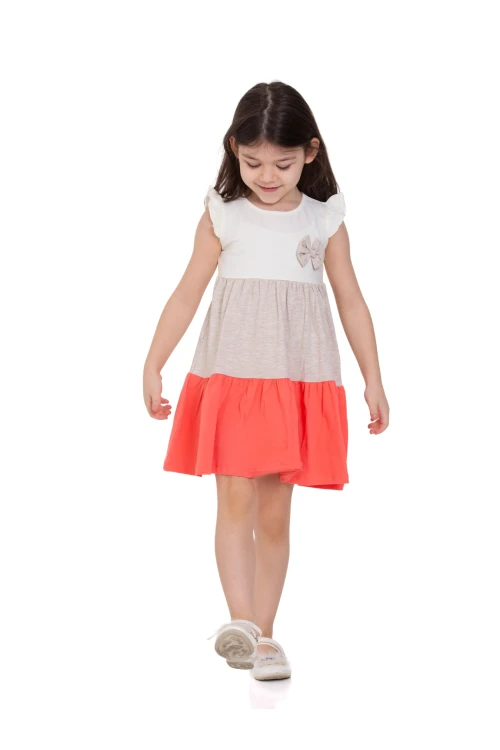 Üç Renkli Fırfırlı Elbise 73501