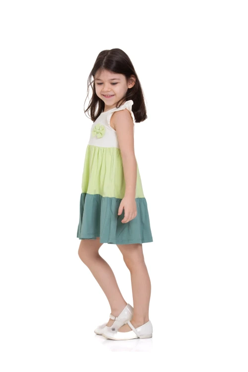 Üç Renkli Fırfırlı Elbise 73501