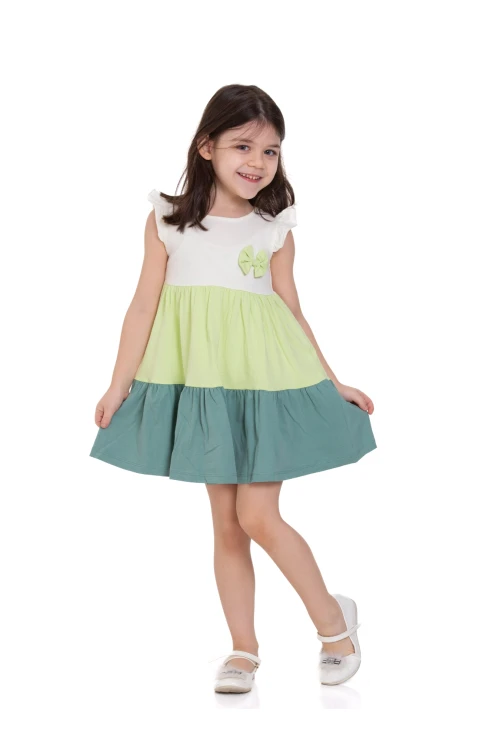 Üç Renkli Fırfırlı Elbise 73501