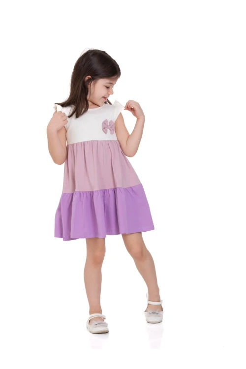 Üç Renkli Fırfırlı Elbise 73501