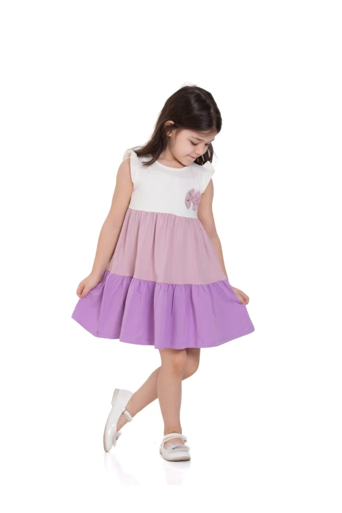 Üç Renkli Fırfırlı Elbise 73501