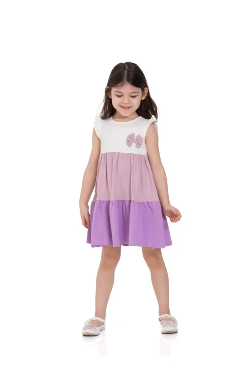 Üç Renkli Fırfırlı Elbise 73501