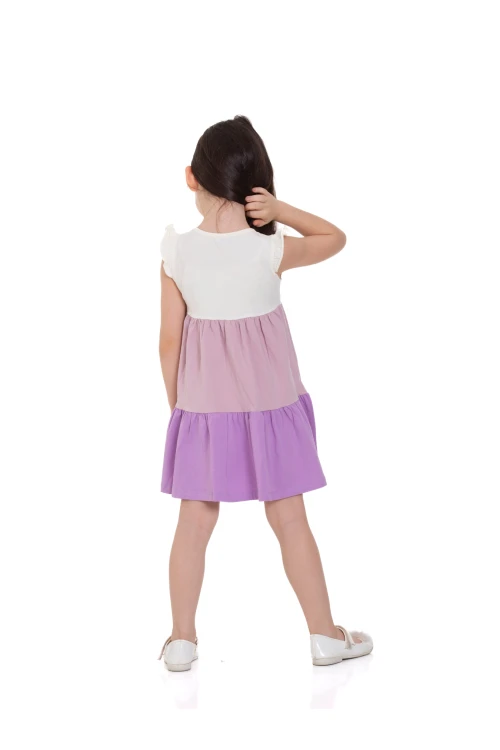 Üç Renkli Fırfırlı Elbise 73501