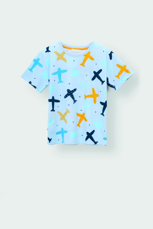 Uçak Desenli Şortlu Pijama Takımı 22212