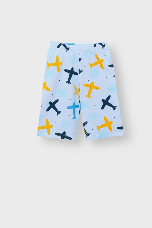 Uçak Desenli Şortlu Pijama Takımı 22212