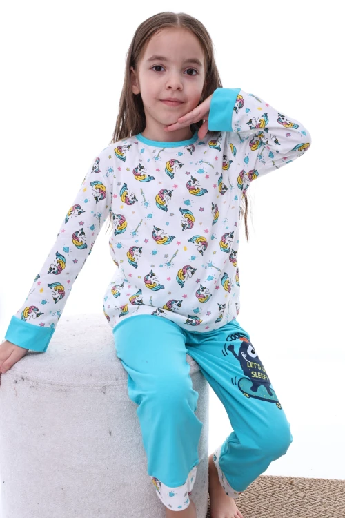 Unicorn Desenli Kız Pijama Takımı 2208