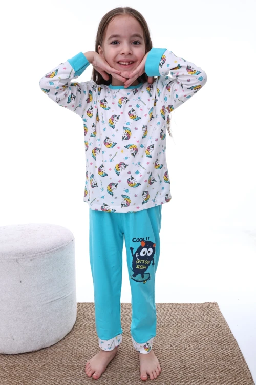 Unicorn Desenli Kız Pijama Takımı 2208