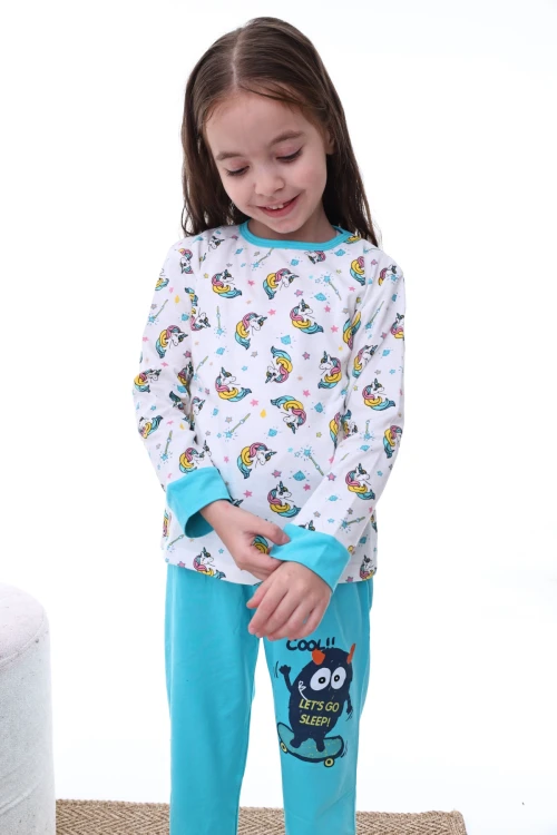 Unicorn Desenli Kız Pijama Takımı 2208