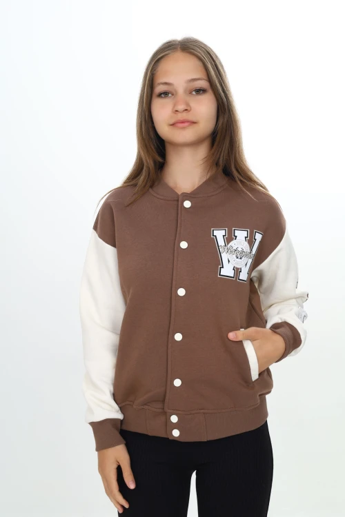 W işlemeli Kız Kolej Ceket 7184