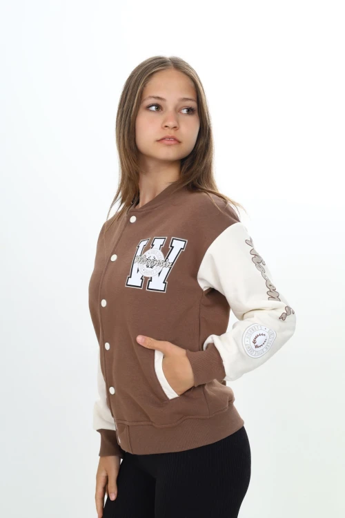 W işlemeli Kız Kolej Ceket 7184