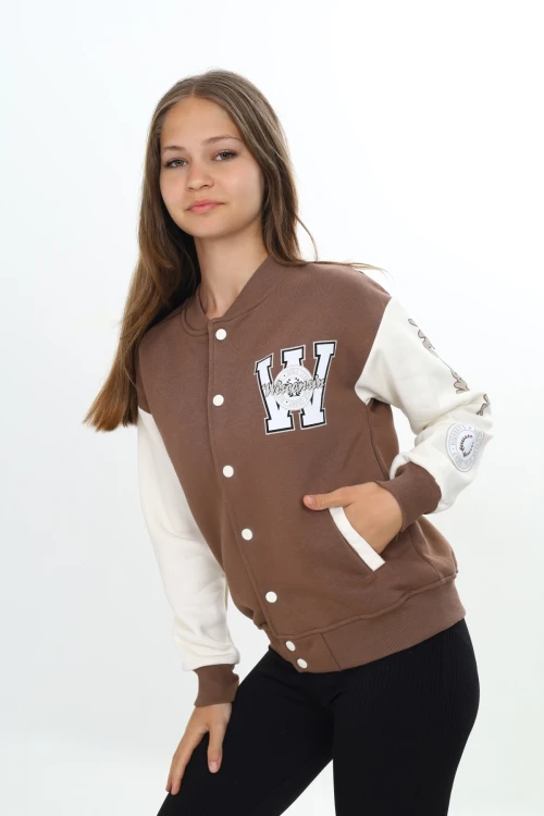 W işlemeli Kız Kolej Ceket 7184