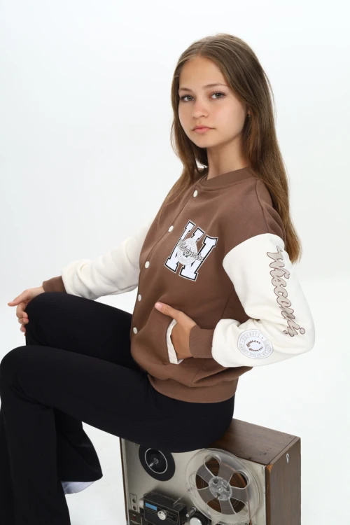 W işlemeli Kız Kolej Ceket 7184