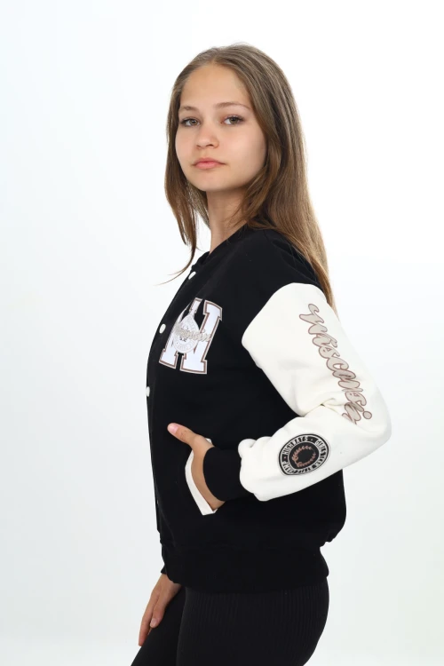 W işlemeli Kız Kolej Ceket 7184