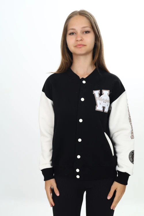 W işlemeli Kız Kolej Ceket 7184