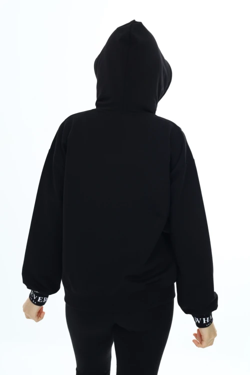 Whatever Baskılı Kapşonlu Kız Çocuk Sweat 7131