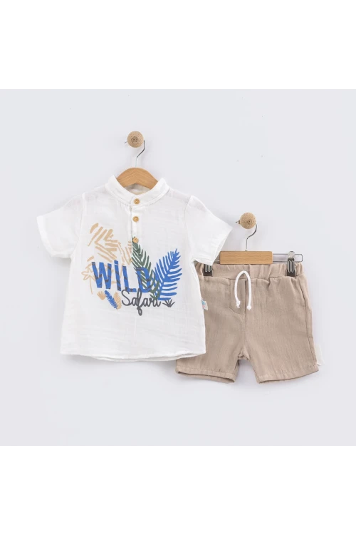 Wild Baskılı Şortlu Erkek Takım 9131