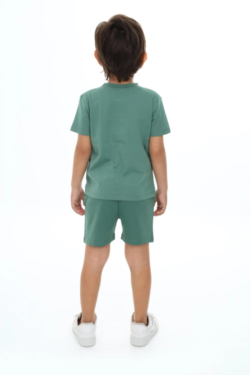 Yapraklı Fil Baskılı Şortlu Takım 73304