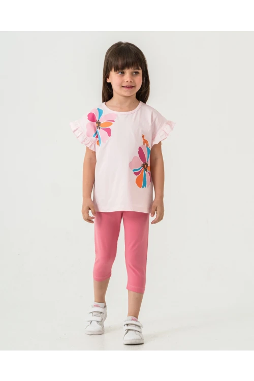 Çiçek Ve Kedi Baskılı Kız Çocuk Takım 50353