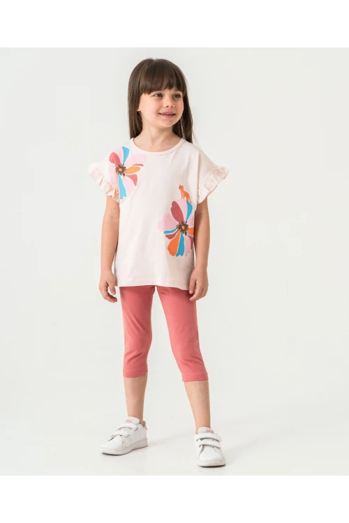 Çiçek Ve Kedi Baskılı Kız Çocuk Takım 50353