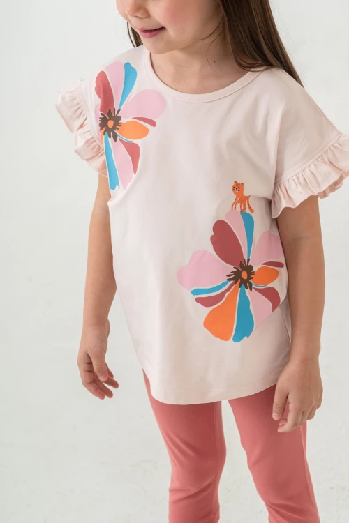 Çiçek Ve Kedi Baskılı Kız Çocuk Takım 50353