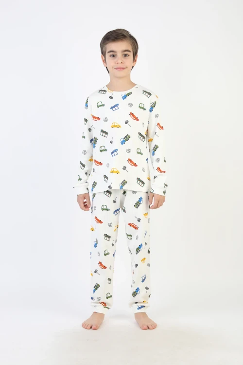Araba Desenli Erkek Çocuk Pijama Takımı 51340