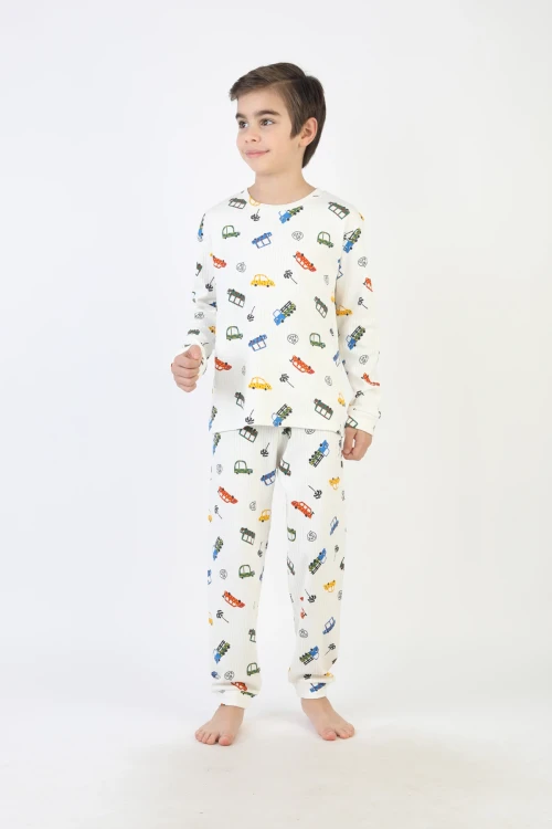Araba Desenli Erkek Çocuk Pijama Takımı 51340