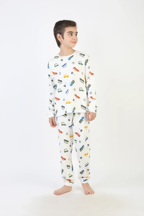 Araba Desenli Erkek Çocuk Pijama Takımı 51340